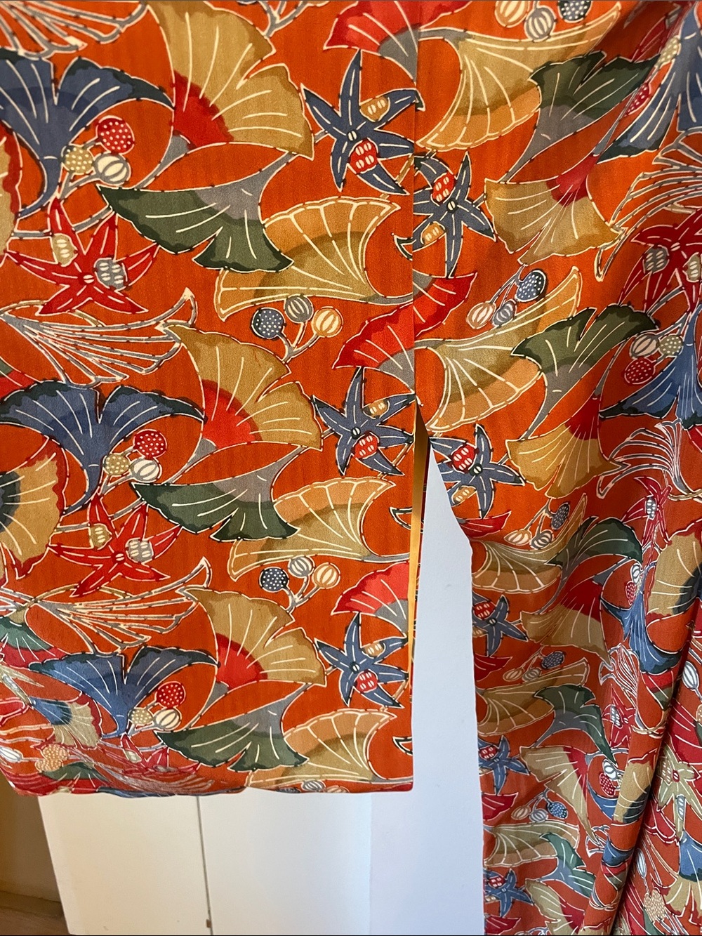 Vintage Orange Multi Floral Kimono Duster - Picture 4 of 9